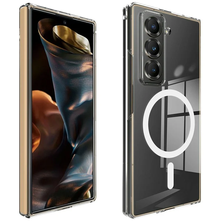 For Samsung Galaxy Z Fold Special Clear Phone Case Compatible with MagSafe TPU + Acrylic Back Cover