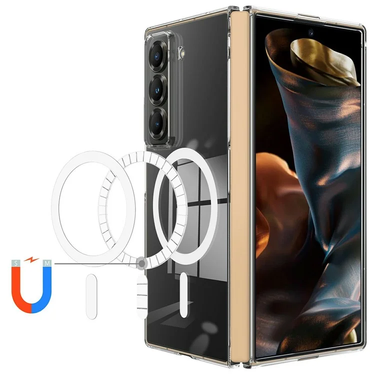 For Samsung Galaxy Z Fold Special Clear Phone Case Compatible with MagSafe TPU + Acrylic Back Cover