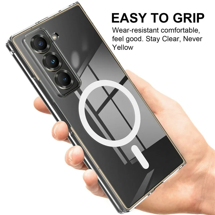 For Samsung Galaxy Z Fold Special Clear Phone Case Compatible with MagSafe TPU + Acrylic Back Cover