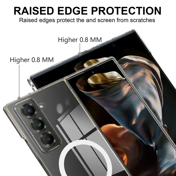 For Samsung Galaxy Z Fold Special Clear Phone Case Compatible with MagSafe TPU + Acrylic Back Cover