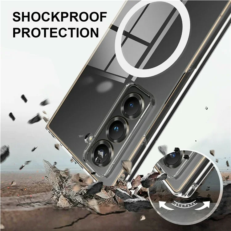 For Samsung Galaxy Z Fold Special Clear Phone Case Compatible with MagSafe TPU + Acrylic Back Cover
