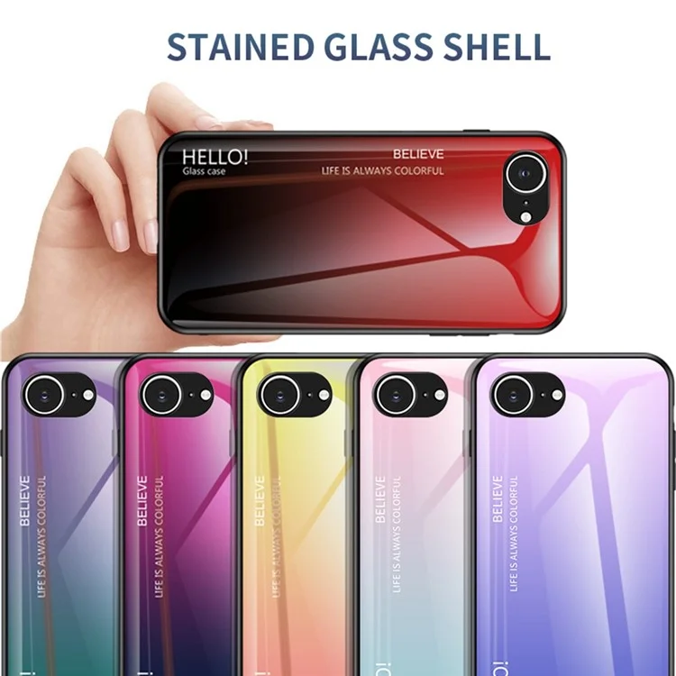 Étui pour iPhone 16e Antidérapant Verre Trempé + PC + TPU Coque de Téléphone - Dégradé Rose