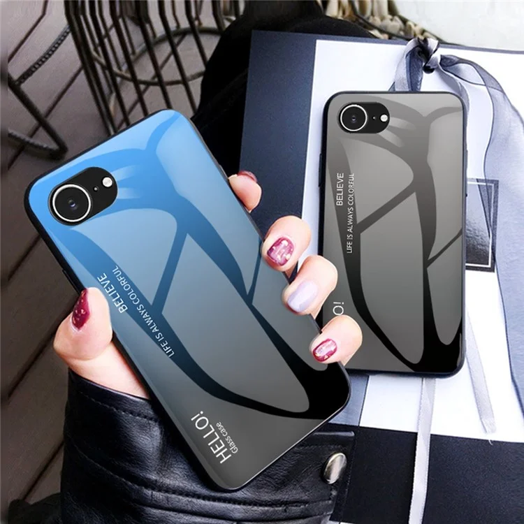 Étui pour iPhone 16e Antidérapant Verre Trempé + PC + TPU Coque de Téléphone - Dégradé Rose