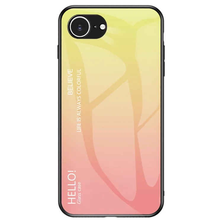 For iPhone 16e Case Anti-Scratch Tempered Glass + PC + TPU Phone Cover - Gradient Yellow