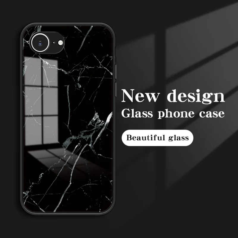 For iPhone 17e / 16e Case Marble Pattern Tempered Glass + PC + TPU Protective Phone Cover - Blood Red Marble