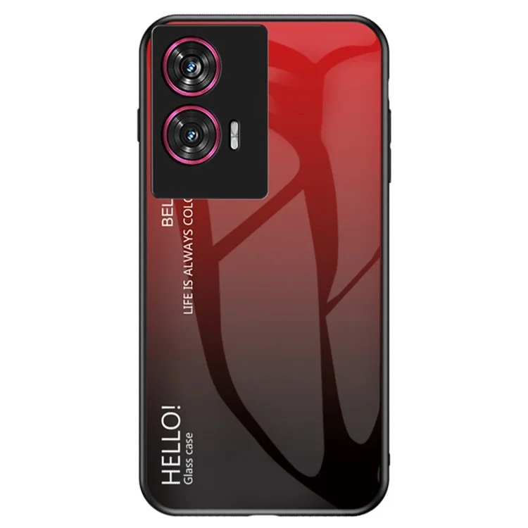 Чехол для Motorola Edge 50 Fusion 5G с защитой от царапин из закаленного стекла + ПК + ТПУ - Градиент красный черный