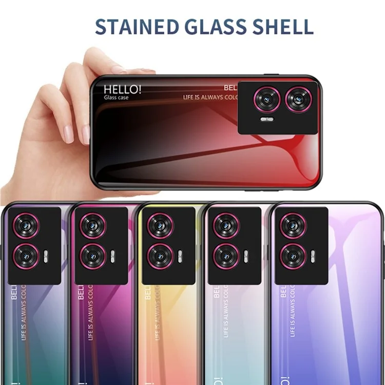 Чехол для Motorola Edge 50 Fusion 5G с защитой от царапин из закаленного стекла + ПК + ТПУ - Градиент красный черный