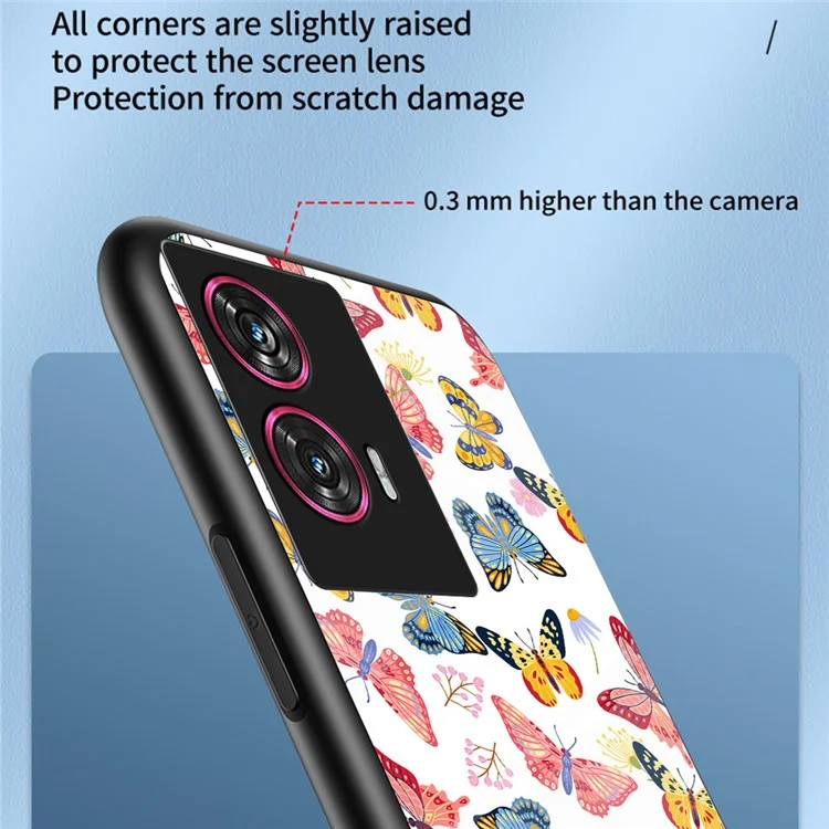 Per Motorola Edge 50 Fusion 5G Custodia Motivo Farfalla TPU + Vetro Temperato Custodia Protettiva per Telefono - Farfalla Colorata