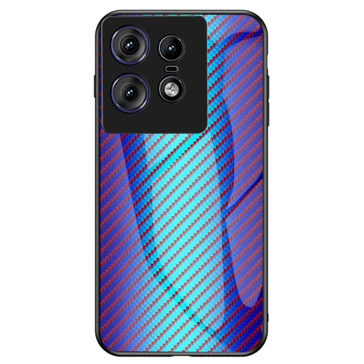 Чехол для Motorola Edge 50 Pro 5G со стеклом, противоударный - Синий карбон
