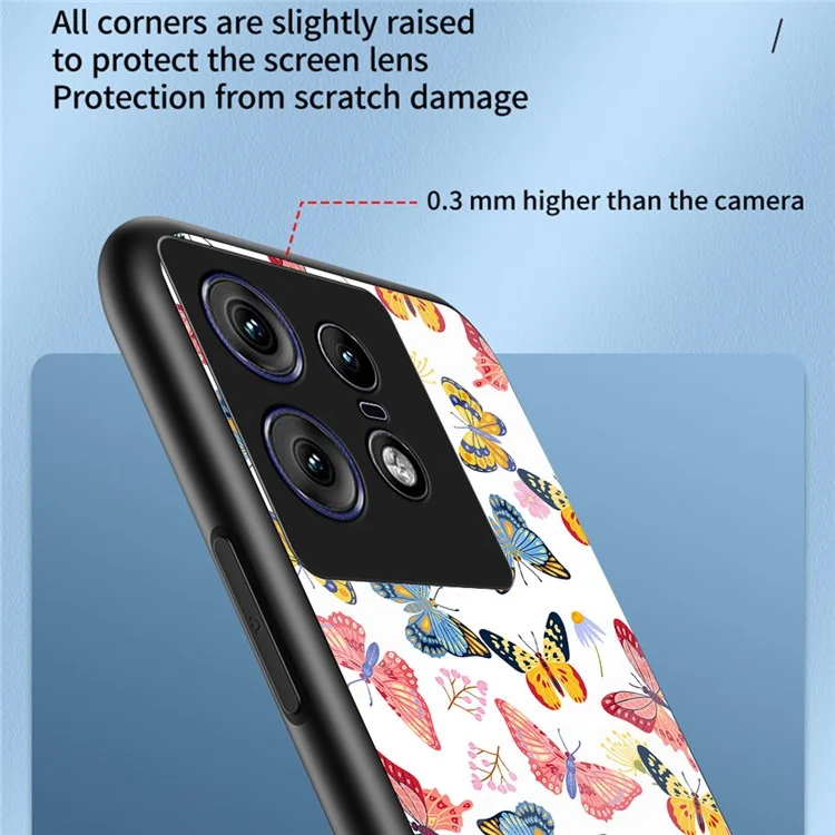 For Motorola Edge 50 Pro 5G Case Butterfly Pattern TPU + Tempered Glass Protective Phone Cover - Colorful Butterfly