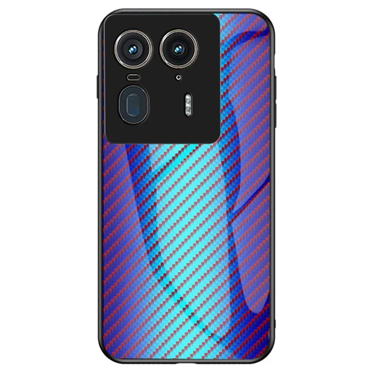 For Motorola Edge 50 Ultra 5G / Moto X50 Ultra 5G Case Tempered Glass Shockproof Phone Cover - Blue Fiber