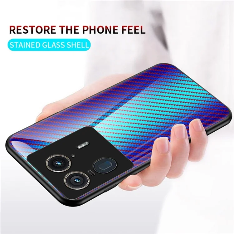 For Motorola Edge 50 Ultra 5G / Moto X50 Ultra 5G Case Tempered Glass Shockproof Phone Cover - Blue Fiber