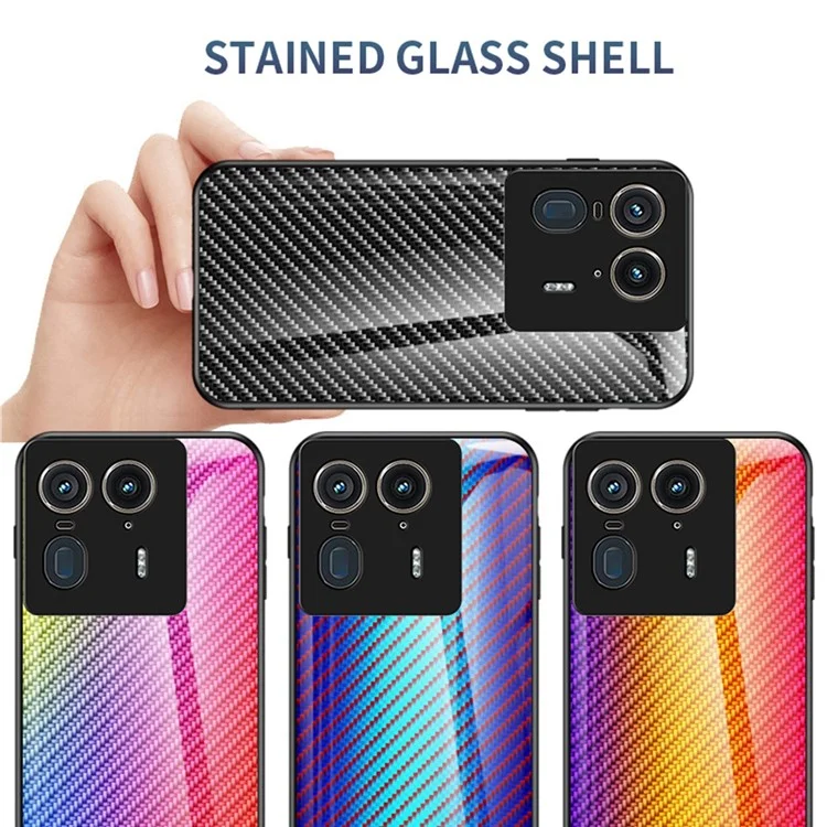 For Motorola Edge 50 Ultra 5G / Moto X50 Ultra 5G Case Tempered Glass Shockproof Phone Cover - Blue Fiber