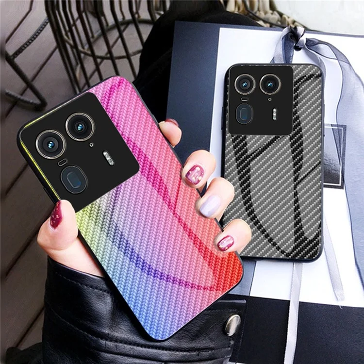 For Motorola Edge 50 Ultra 5G / Moto X50 Ultra 5G Case Tempered Glass Shockproof Phone Cover - Blue Fiber