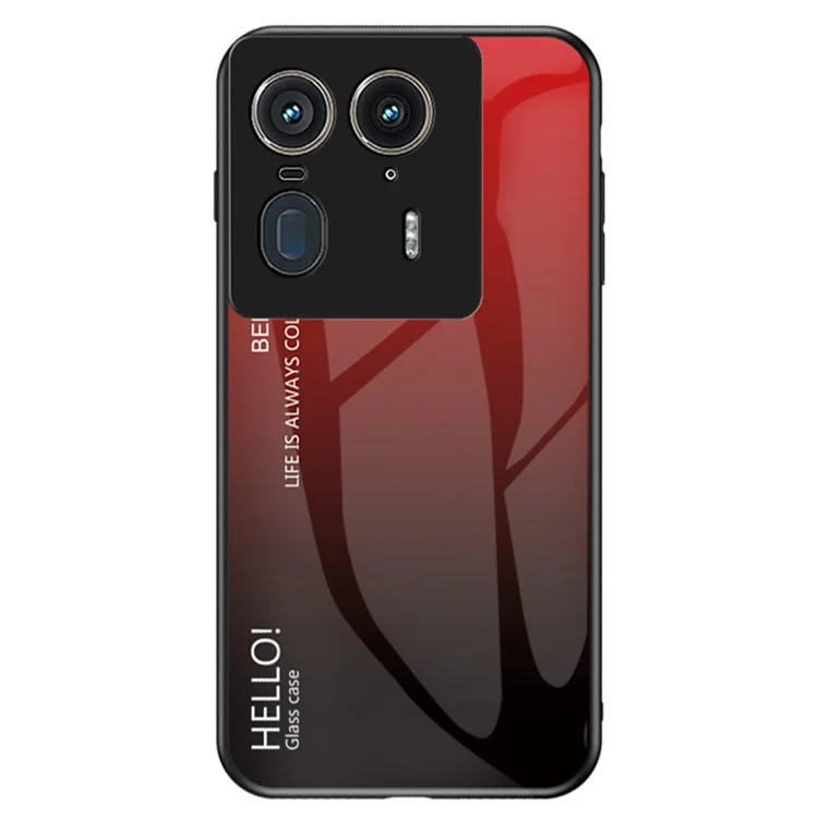 For Motorola Edge 50 Ultra 5G / Moto X50 Ultra 5G Case Anti-Scratch Tempered Glass + PC + TPU Phone Cover - Gradient Red Black