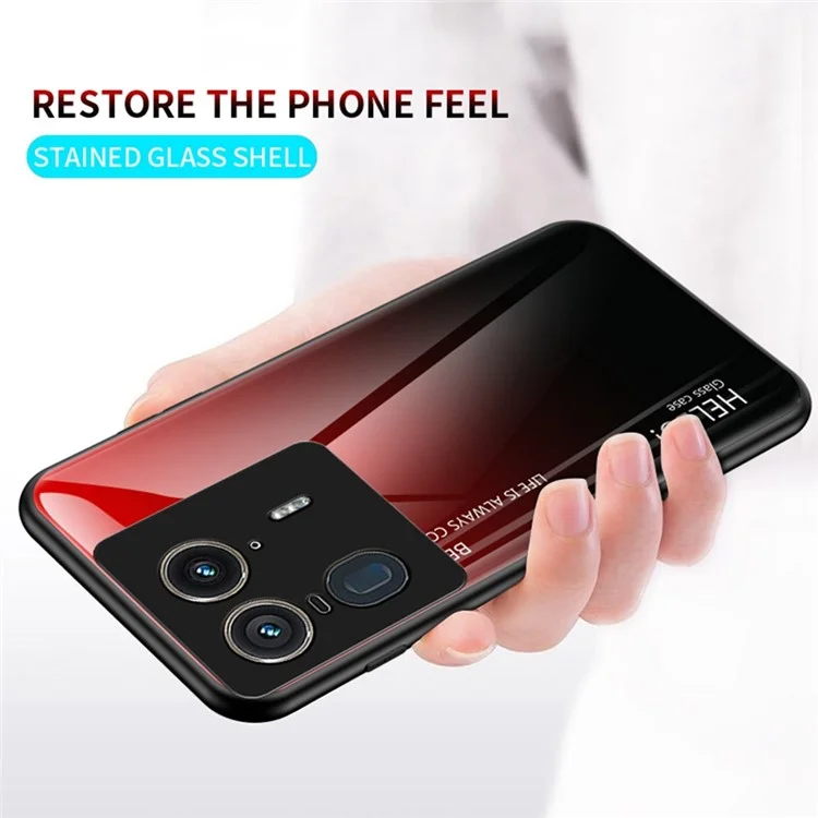 For Motorola Edge 50 Ultra 5G / Moto X50 Ultra 5G Case Anti-Scratch Tempered Glass + PC + TPU Phone Cover - Gradient Red Black