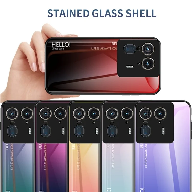 For Motorola Edge 50 Ultra 5G / Moto X50 Ultra 5G Case Anti-Scratch Tempered Glass + PC + TPU Phone Cover - Gradient Red Black