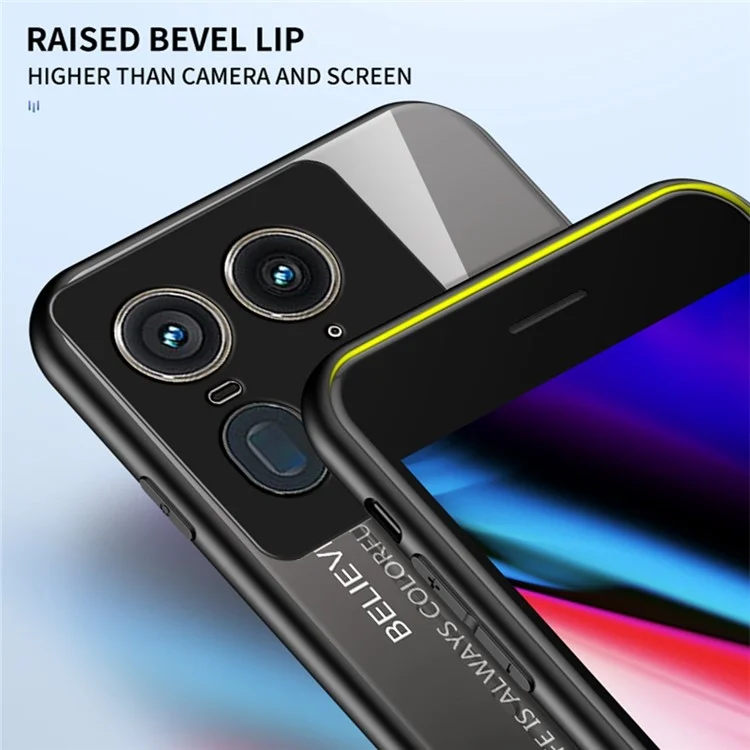 For Motorola Edge 50 Ultra 5G / Moto X50 Ultra 5G Case Anti-Scratch Tempered Glass + PC + TPU Phone Cover - Gradient Red Black