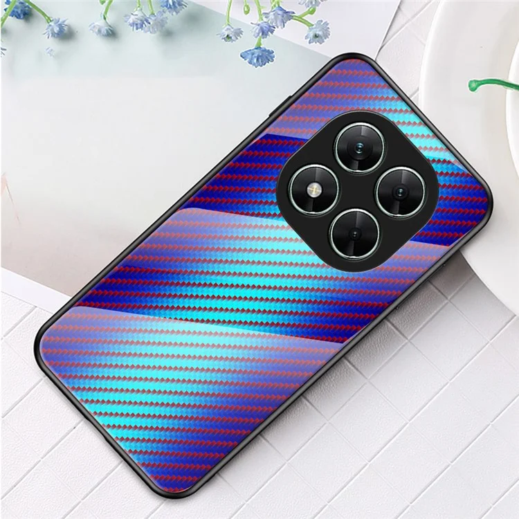 Für Xiaomi Poco X7 5G / Redmi Note 14 Pro 5G Hülle Gehärtetes Glas Stoßfeste Handyhülle - Blaue Faser