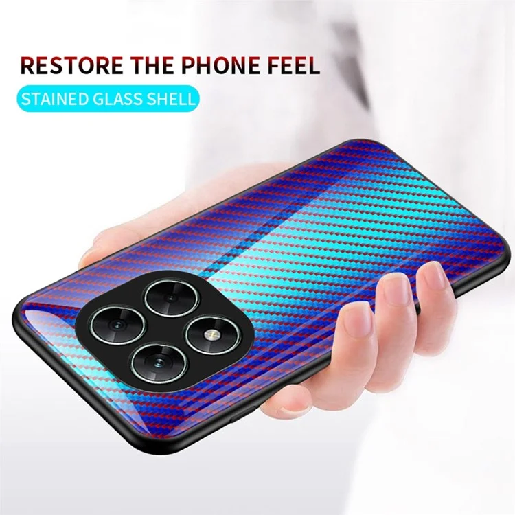 Für Xiaomi Poco X7 5G / Redmi Note 14 Pro 5G Hülle Gehärtetes Glas Stoßfeste Handyhülle - Blaue Faser