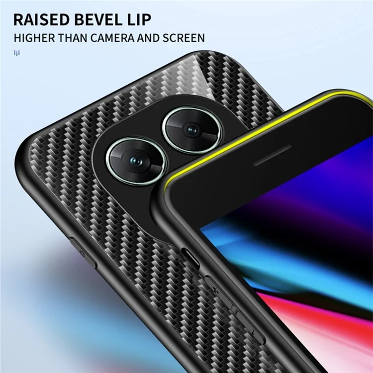 Für Xiaomi Poco X7 5G / Redmi Note 14 Pro 5G Hülle Gehärtetes Glas Stoßfeste Handyhülle - Blaue Faser