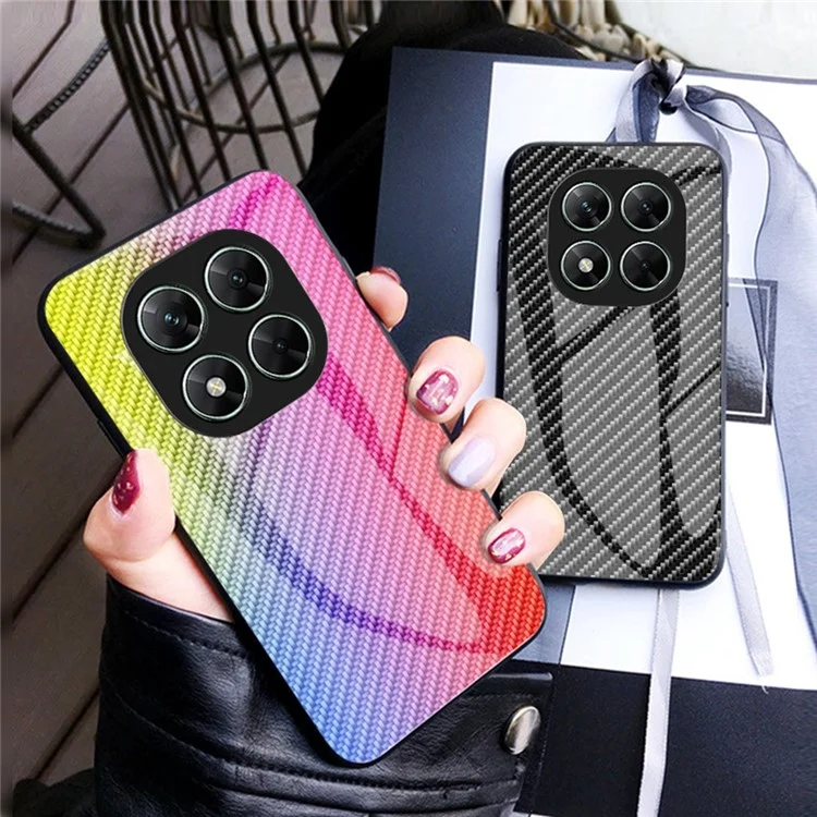 Für Xiaomi Poco X7 5G / Redmi Note 14 Pro 5G Hülle Gehärtetes Glas Stoßfeste Handyhülle - Blaue Faser
