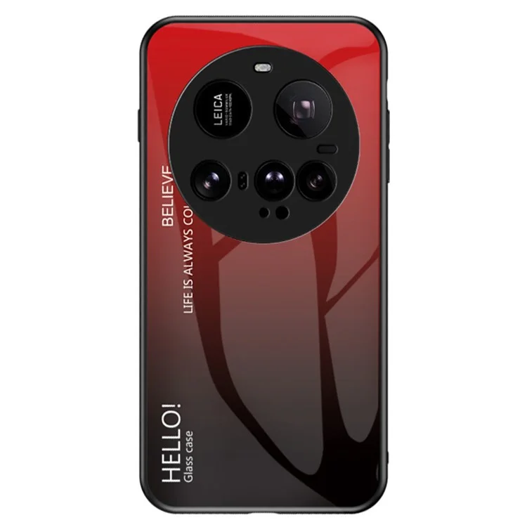 Pour Xiaomi Redmi Note 14 Pro 4G Coque Résistant aux Rayures Verre Trempé + PC + TPU Protection Téléphone - Dégradé Rouge Noir