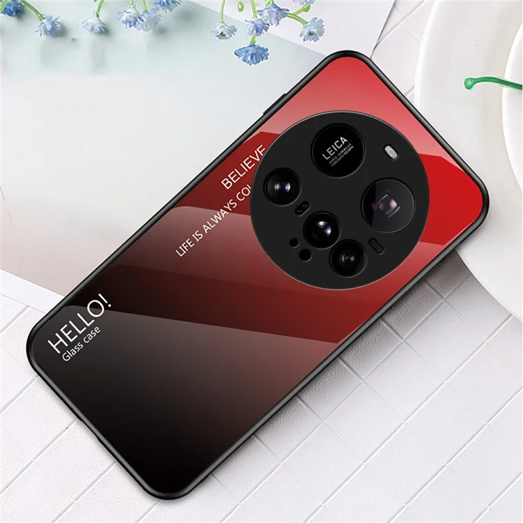 Pour Xiaomi Redmi Note 14 Pro 4G Coque Résistant aux Rayures Verre Trempé + PC + TPU Protection Téléphone - Dégradé Rouge Noir