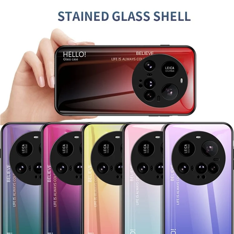 Für Xiaomi Redmi Note 14 Pro 4G Hülle Kratzfest Gehärtetes Glas + PC + TPU Handyhülle - Gradient Rosa Lila