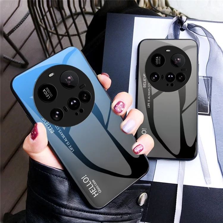 Für Xiaomi Redmi Note 14 Pro 4G Hülle Kratzfest Gehärtetes Glas + PC + TPU Handyhülle - Gradient Rosa Lila