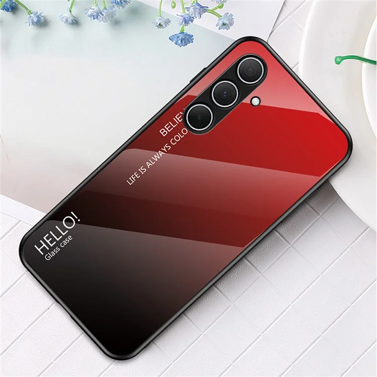 Чехол для Samsung Galaxy A56 5G с защитой от царапин, из закаленного стекла + ПК + ТПУ - Градиент красный черный