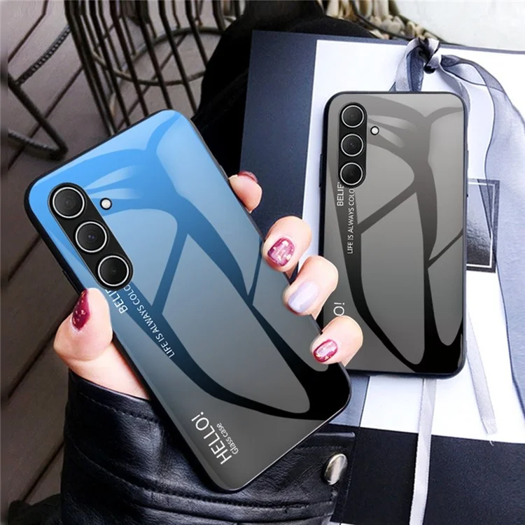 Чехол для Samsung Galaxy A56 5G с защитой от царапин, из закаленного стекла + ПК + ТПУ - Градиент красный черный