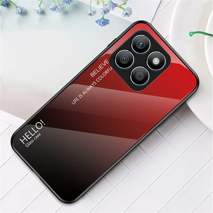 Чехол для Honor X8c 4G Противоцарапный из закаленного стекла + ПК + ТПУ - Градиент красный черный