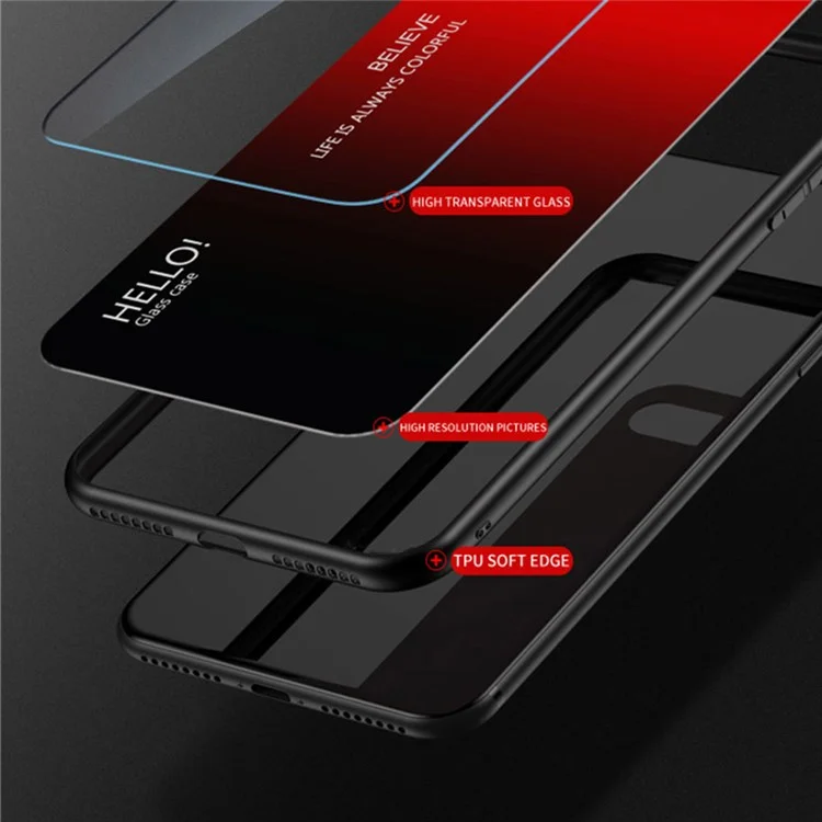 Чехол для Honor X8c 4G Противоцарапный из закаленного стекла + ПК + ТПУ - Градиент красный черный