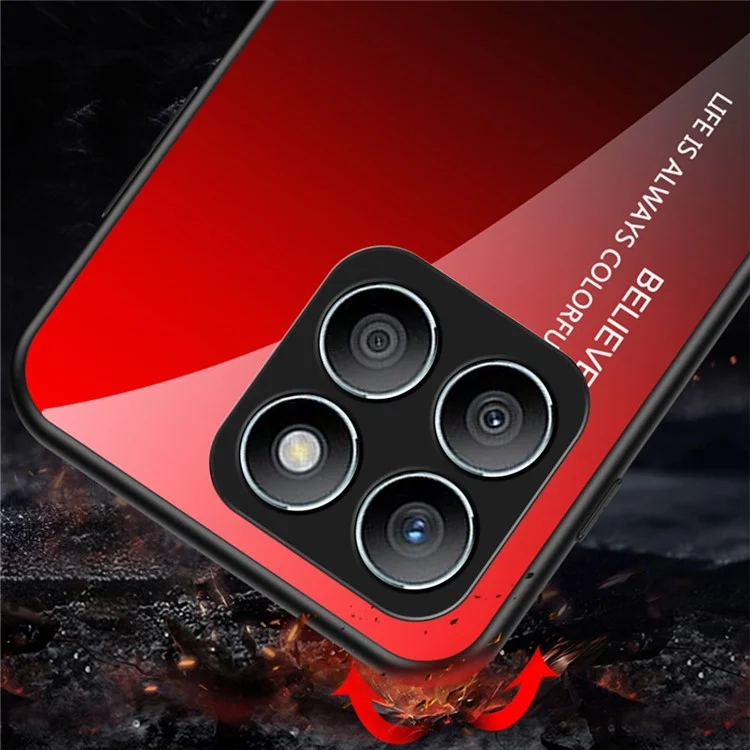 Чехол для Honor X8c 4G Противоцарапный из закаленного стекла + ПК + ТПУ - Градиент красный черный