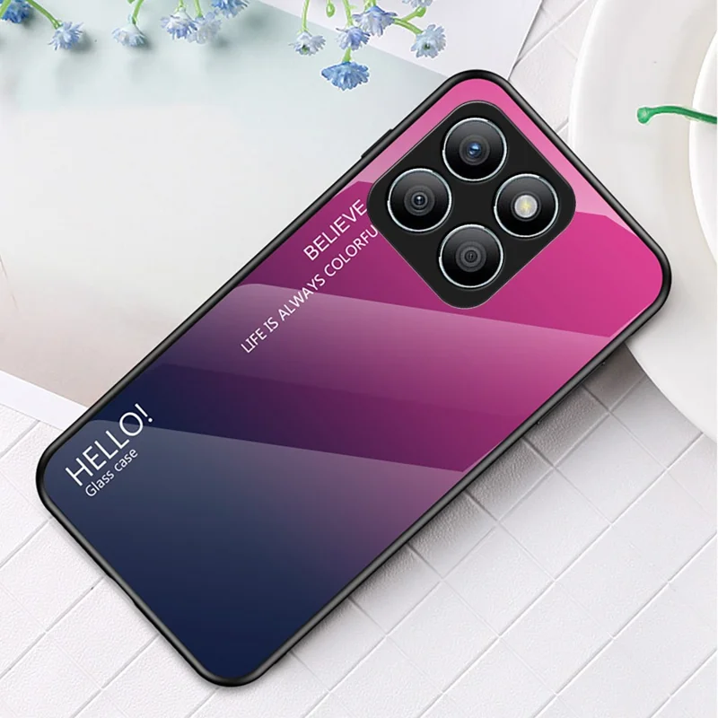 For Honor X8c 4G Case Anti-Scratch Tempered Glass + PC + TPU Phone Cover - Gradient Rose