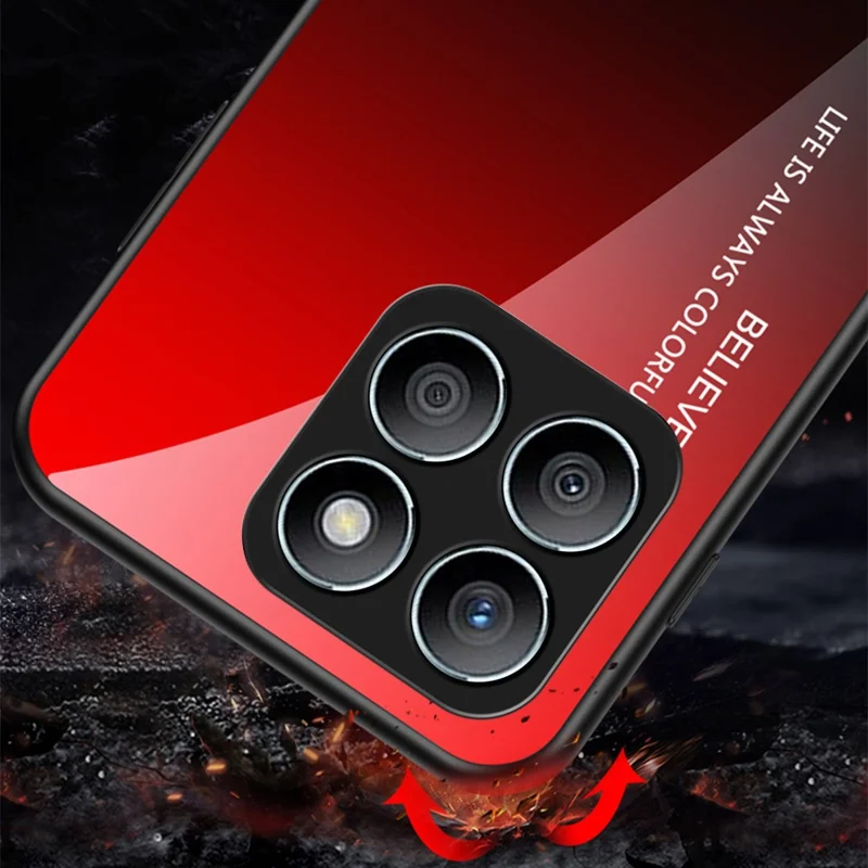 For Honor X8c 4G Case Anti-Scratch Tempered Glass + PC + TPU Phone Cover - Gradient Rose