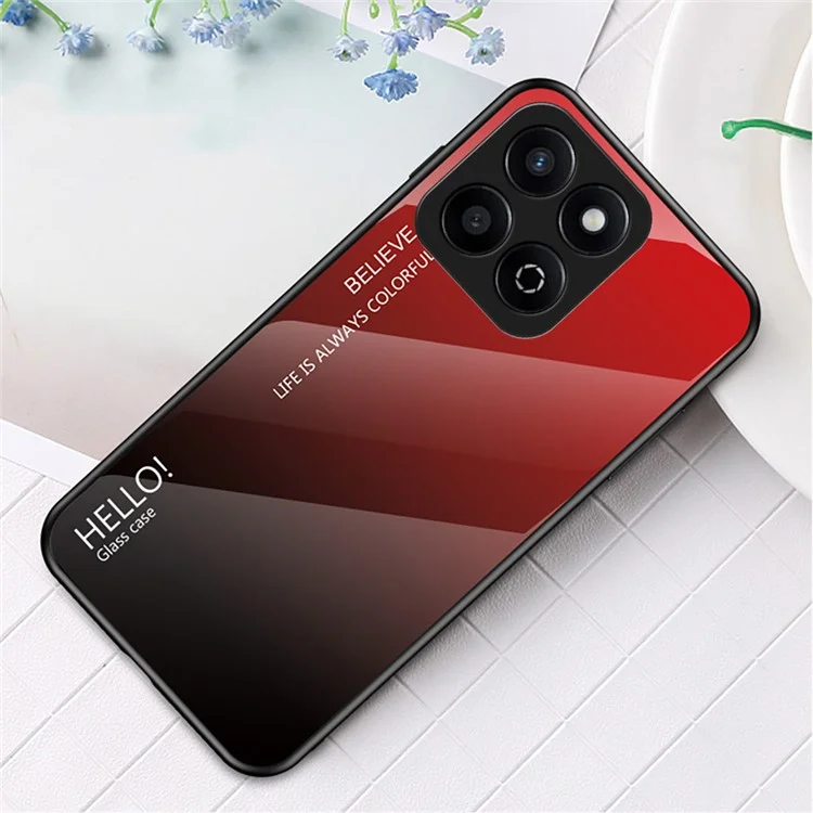 Чехол для Honor X7c 4G / 200 Smart 5G с защитой от царапин, из закаленного стекла + ПК + ТПУ - Градиентный красно-черный