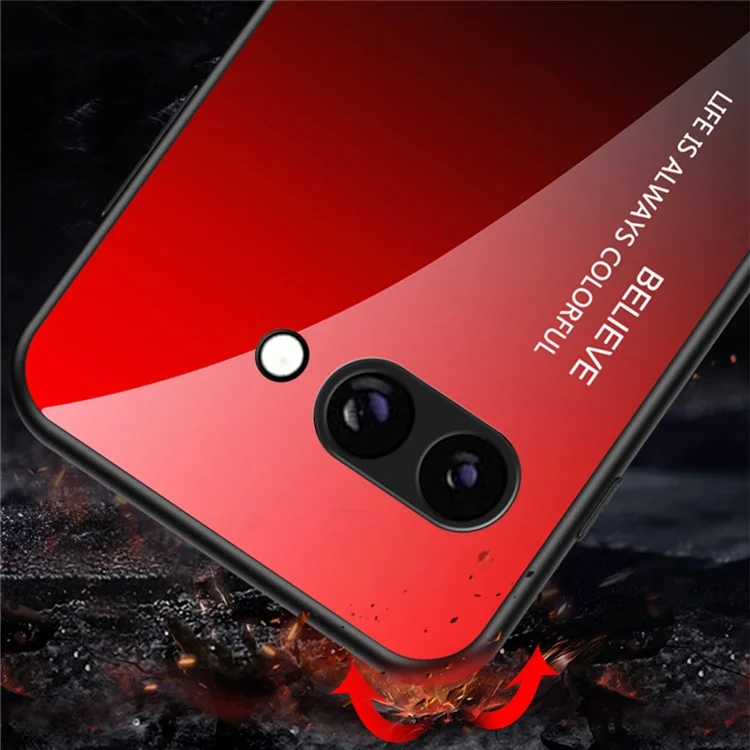 Чехол для Google Pixel 9a с защитой от царапин: закаленное стекло + ПК + ТПУ - Градиент Красный Черный