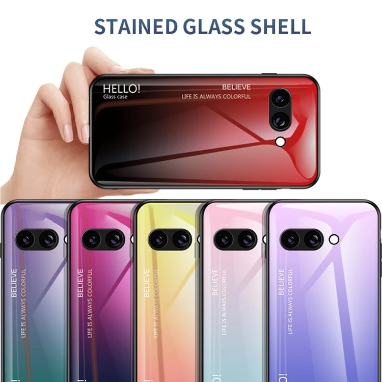 Чехол для Google Pixel 9a с защитой от царапин: закаленное стекло + ПК + ТПУ - Градиент Красный Черный