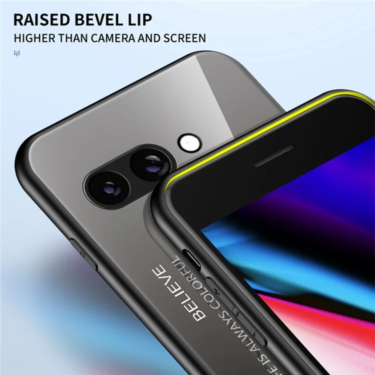 Чехол для Google Pixel 9a с защитой от царапин: закаленное стекло + ПК + ТПУ - Градиент Красный Черный