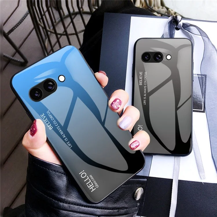 Чехол для Google Pixel 9a с защитой от царапин: закаленное стекло + ПК + ТПУ - Градиент Красный Черный