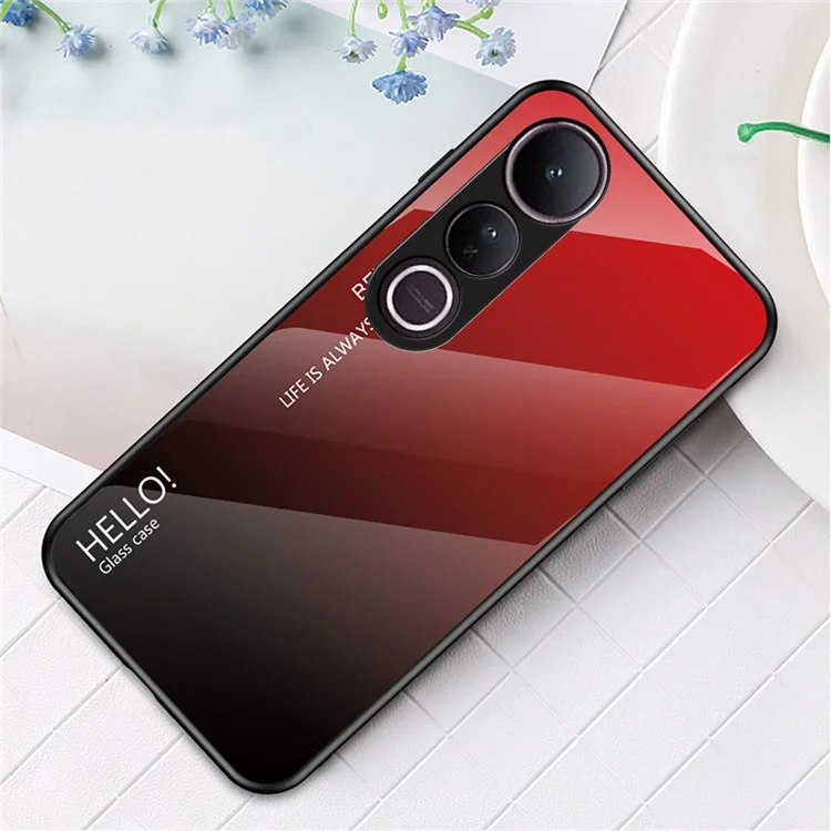 Чехол для vivo V50 Lite 5G / 4G с защитой от царапин из закаленного стекла + ПК + ТПУ - Градиент красный черный