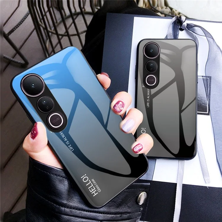 Чехол для vivo V50 Lite 5G / 4G с защитой от царапин из закаленного стекла + ПК + ТПУ - Градиент красный черный