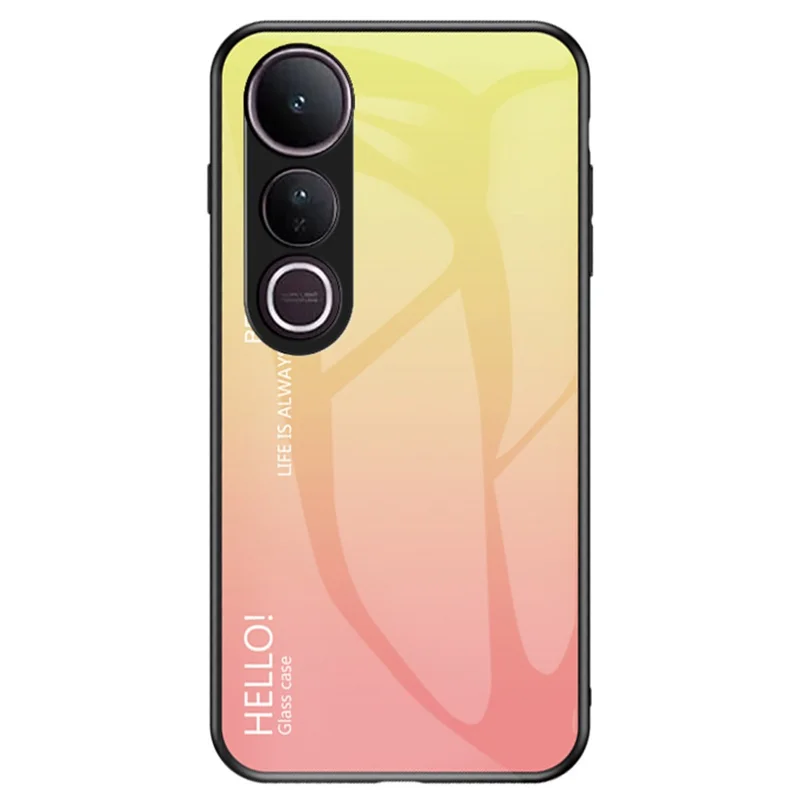 For vivo V50 Lite 5G / 4G Case Anti-Scratch Tempered Glass + PC + TPU Phone Cover - Gradient Yellow