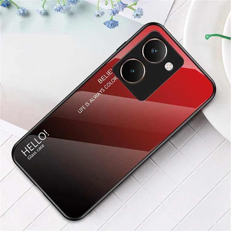 Funda para Realme P3 Ultra 5G Antiarañazos de Vidrio Templado + PC + TPU - Negro y Rojo Degradado