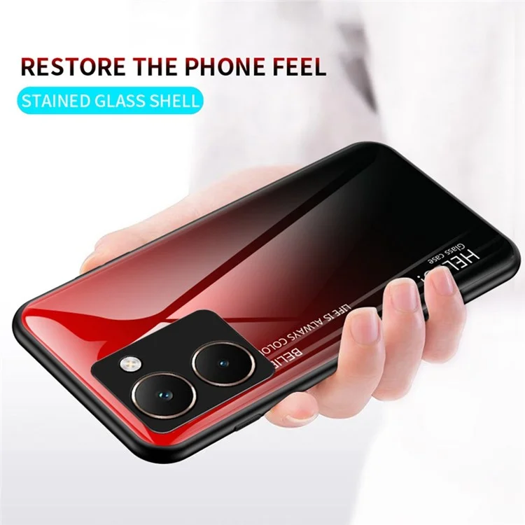 Funda para Realme P3 Ultra 5G Antiarañazos de Vidrio Templado + PC + TPU - Negro y Rojo Degradado