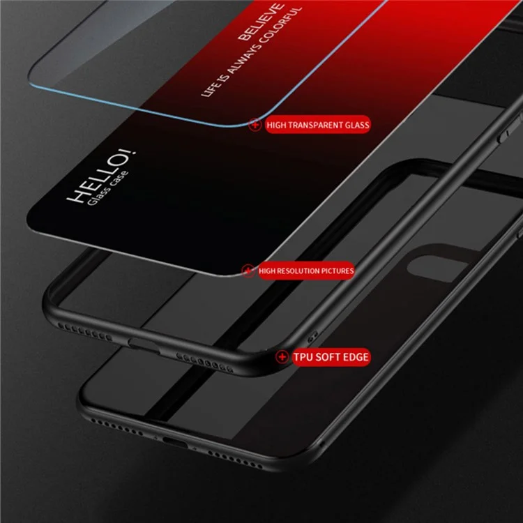 Funda para Realme P3 Ultra 5G Antiarañazos de Vidrio Templado + PC + TPU - Negro y Rojo Degradado