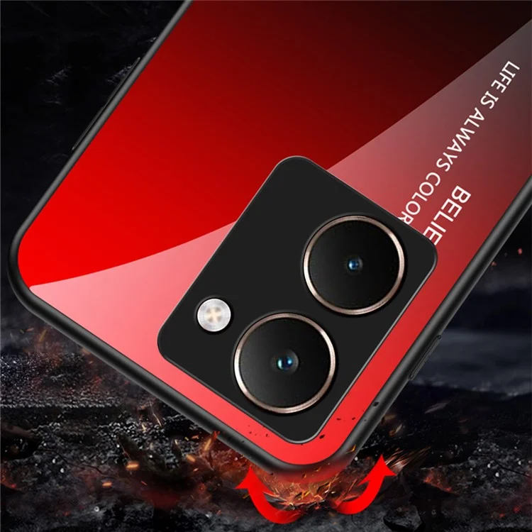 Funda para Realme P3 Ultra 5G Antiarañazos de Vidrio Templado + PC + TPU - Negro y Rojo Degradado