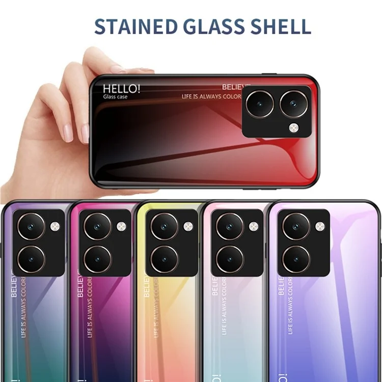Funda para Realme P3 Ultra 5G Antiarañazos de Vidrio Templado + PC + TPU - Negro y Rojo Degradado
